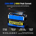 48 Volt Golf Cart Batterys 200A BMS, 48V 100Ah LiFePO4 Lithium Battery - Image 4