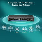 10 Port 2.5G Switch Unmanaged, VIMIN 8X 2.5G Switch Base-T Ports+2X 10G SFP Port - Image 3