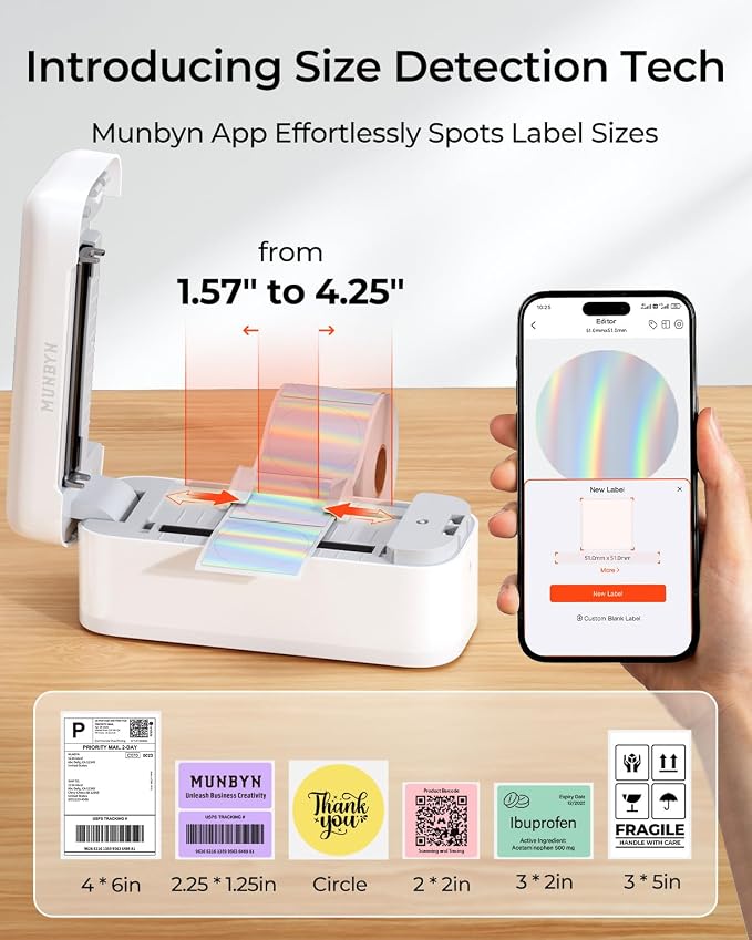 MUNBYN Bluetooth Thermal Label Printer RealWriter RW402B, 4x6 Shipping Label - Image 4