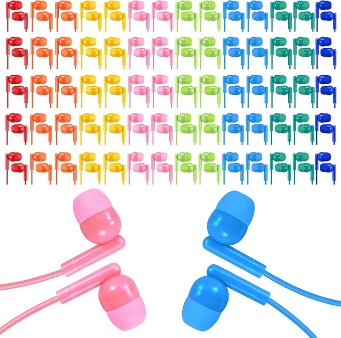 30 Pack Bulk Kids Earbuds for Classroom School Library, Student Wired by XOSDA