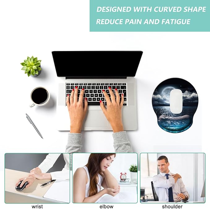 Mouse Pad with Wrist Support, Ergonomic Mouse Pad with Memory Foam Wrist Rest - Image 5