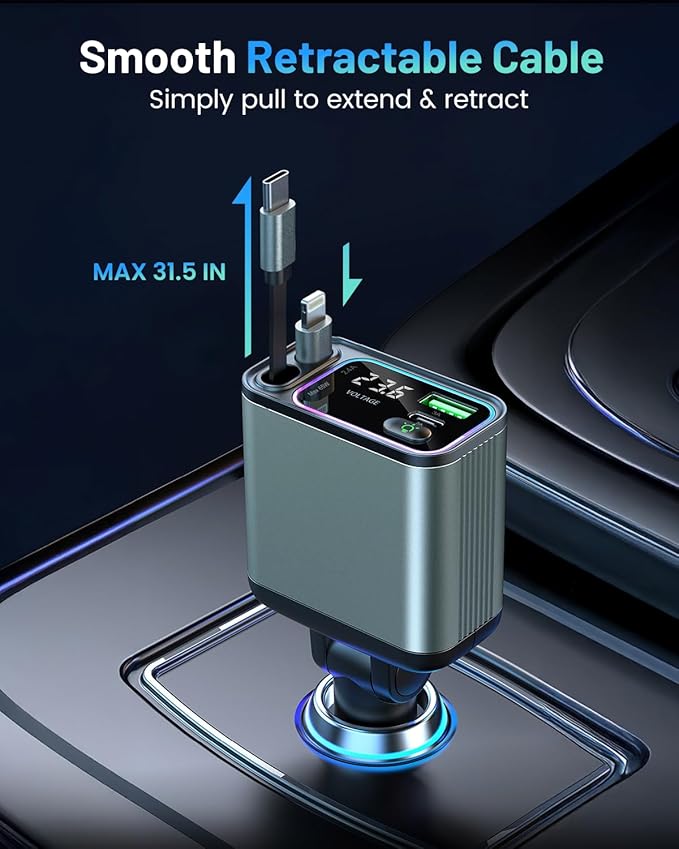 4 in 1 Retractable Car Charger - Image 2