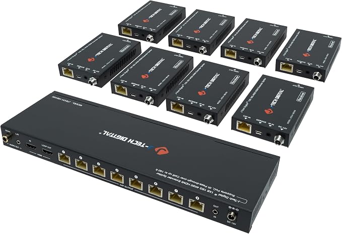 J-Tech Digital HDMI 2.0 4K Extender Splitter Over Single Cable CAT6 by J-TechDigital