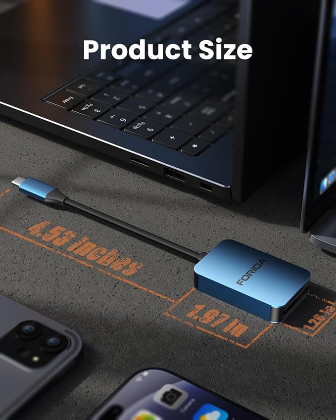 FORIDA USB SD Card Reader, USB C 3.0 High Speed Dual Card Adapter Support - Image 9