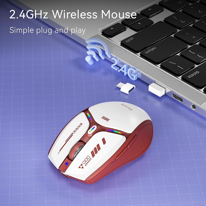 Uciefy V19 Wireless Mouse, 2.4GHz Rechargeable Mouse LED - Image 5