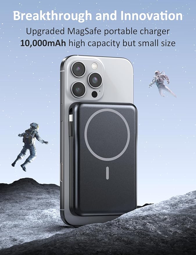 Magnetic Portable Charger, 10000mAh Power Bank, 5 in 1 Portable Charger - Image 3