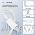 2-Pack Grey 10FT 60W USB C to USB C Cable, Type C to Type C Cable, Fast - Image 3