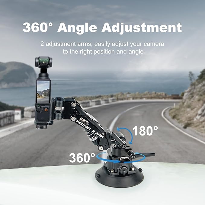 Came-TV Camera Suction Mount Suction, Pocket 3, Cup Camera Mount, 1/4" Mounting - Image 2