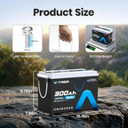 12V 300AH Low Temp Cutoff LiFePO4 Battery, Built in 200A BMS, Max 2560W Power - Image 2
