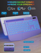 Wireless Keyboard with 7 Colored Backlits, Wrist Rest, Phone Holder, - Image 8