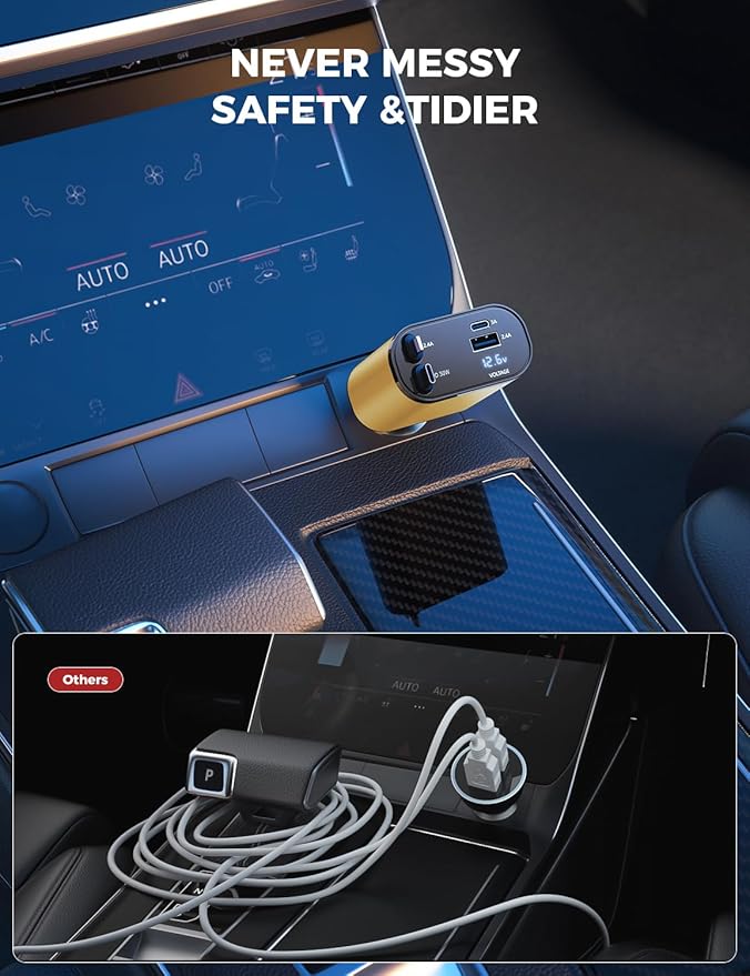 【Upgraded】 SUPERONE Retractable Car Charger 4 in 1, Fast Car Phone Charger - Image 4