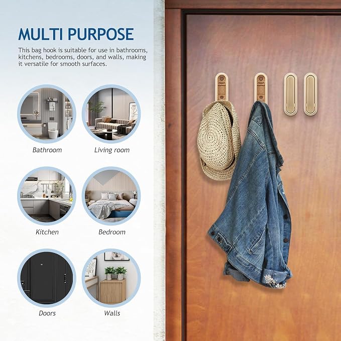 4PCS Gold Foldable Wall Hooks, Metal Folding Hooks Wall Mount, Easy Installation - Image 9