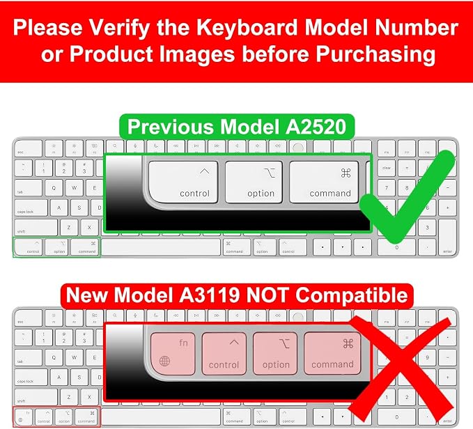 Allinside Black Keyboard Cover for Mac Magic Keyboard - Image 2