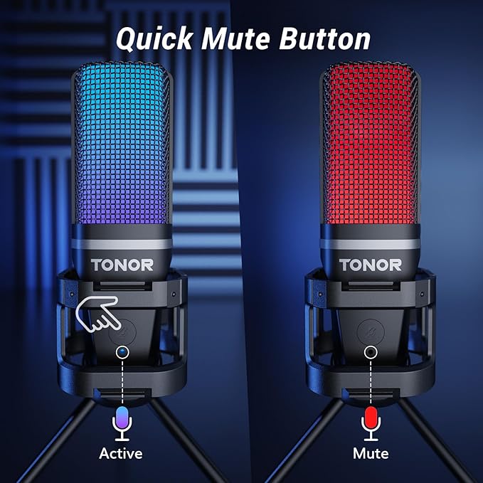 TONOR Gaming USB Microphone for PC, RGB Condenser Computer Mic - Image 4