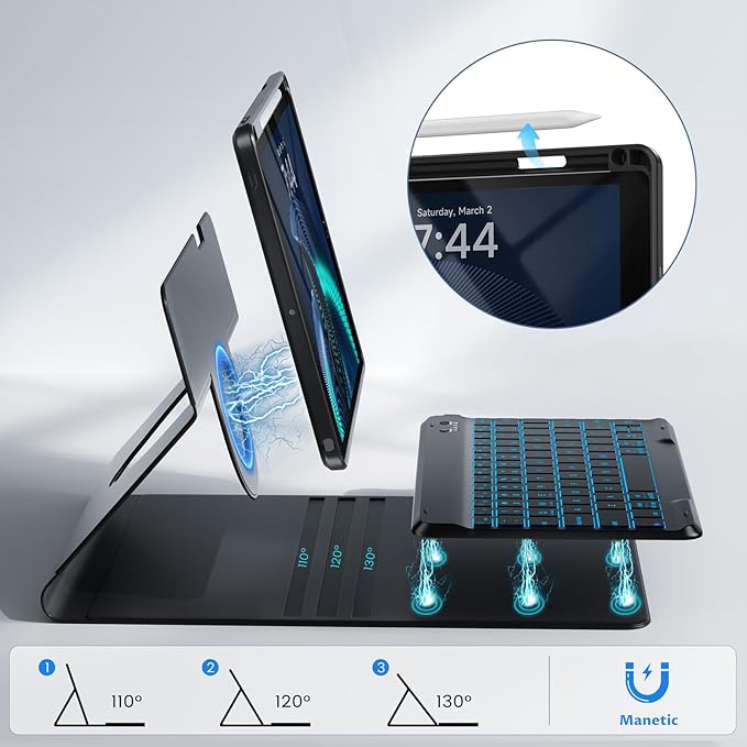 OYEEICE Keyboard Case for iPad 9th Generation- Detachable Wireless Backlit - Image 6