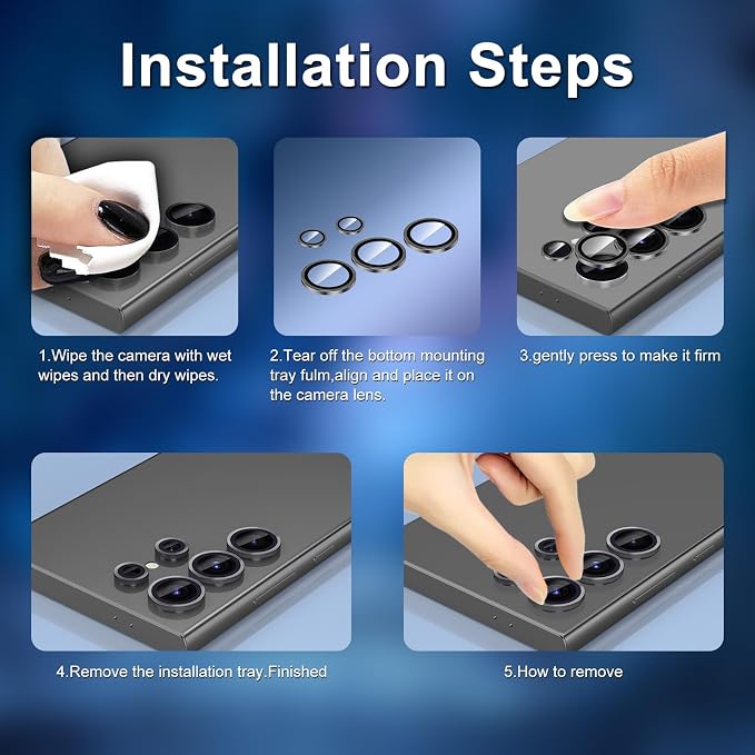 for Samsung Galaxy S23 Ultra Camera Lens Protector, Individual Metal Ring - Image 6