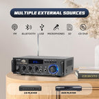 Stereo Audio Amplifier, 300W Home 2 Channel Wireless Bluetooth 5.0 Power - Image 2