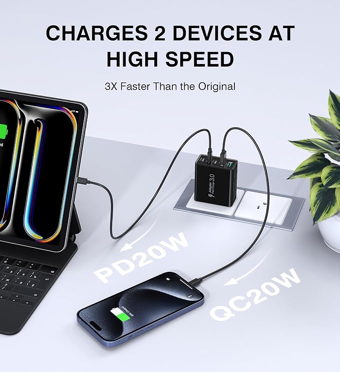 USB C Wall Charger, 50W Type C Charger Block 5-Port Fast Charging Blocks - Image 3