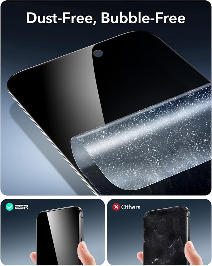 ESR 3 Pack 9H+ Glass for iPhone 16/ iPhone 15 Privacy Screen Protector - Image 5