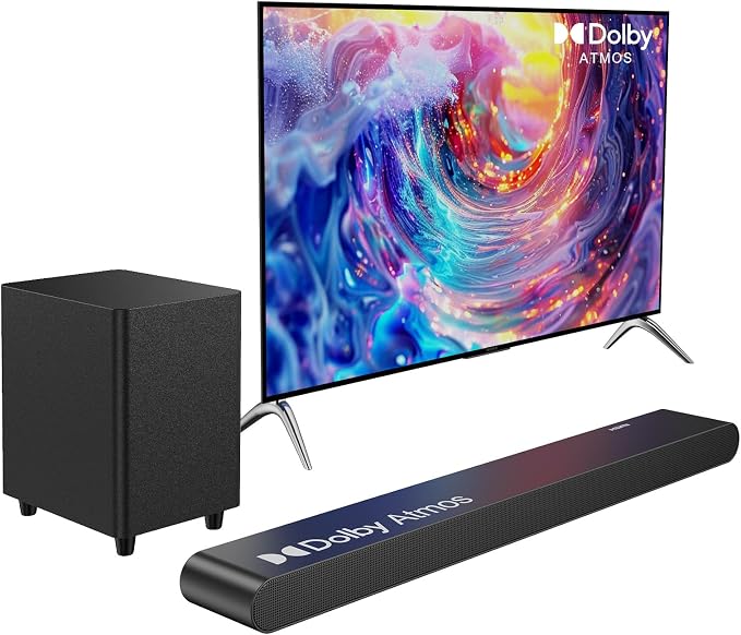 3.1CH Dolby Atmos Soundbar for Smart TV, 390w Virtual Atomos Surround Sound & by Miroir