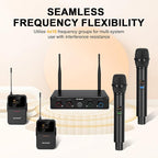 4-Channel Wireless Microphone System, UHF Cordless Mic Set w/ 4x10 Frequencies - Image 4