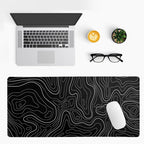 Topographic Contour Black Gaming Mouse Pad XL Geographic Map Lines Extended Big - Image 3