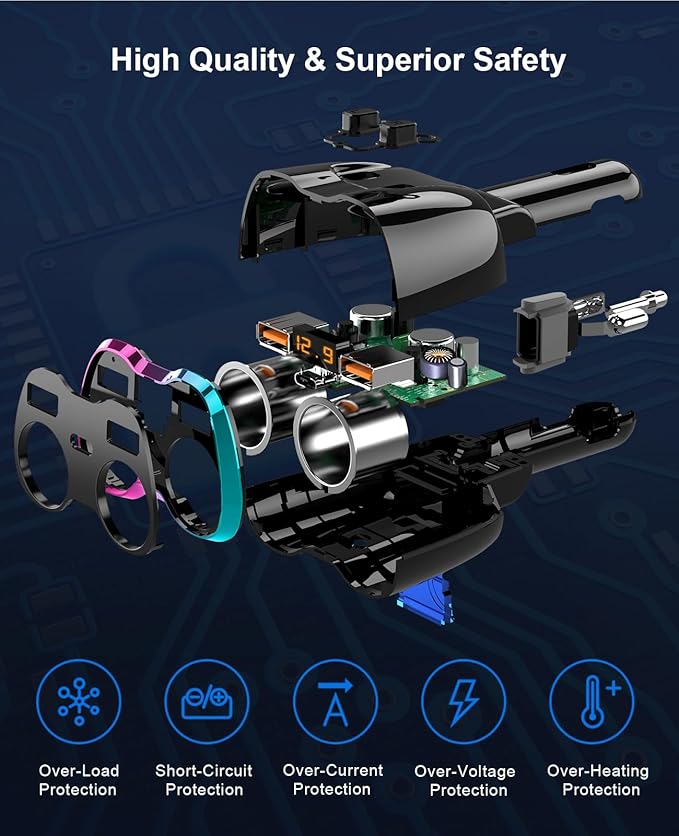 2024 Upgraded Cigarette Lighter Splitter, SUPERONE 180W 2-Socket Cigarette - Image 3