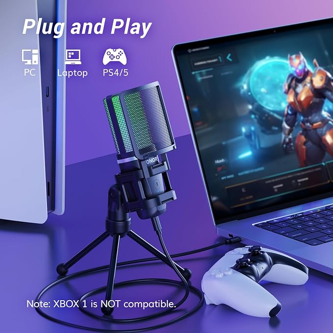 TONOR Gaming USB Microphone for PC, RGB Condenser Computer Mic - Image 5
