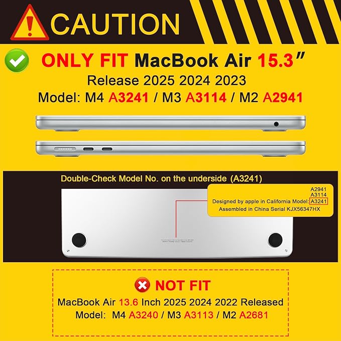 MEEgoodo for M4/M3/M2 MacBook Air 15.3 inch Case 2025 2024 2023, Case Fit Model - Image 2