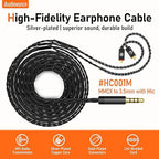 Premium HiFi IEM Cable with Mic – Silver-Plated 3.5mm to MMCX Cord - Image 2