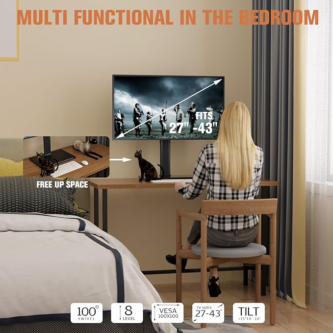 Single Monitor Stand Freestanding 27-43 Inch Monitor Arm Curved Screen Monitor - Image 7