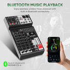 Audio Mixer 4 Channel Sound Mixer Console, Professional Music Mixing Board DJ - Image 5