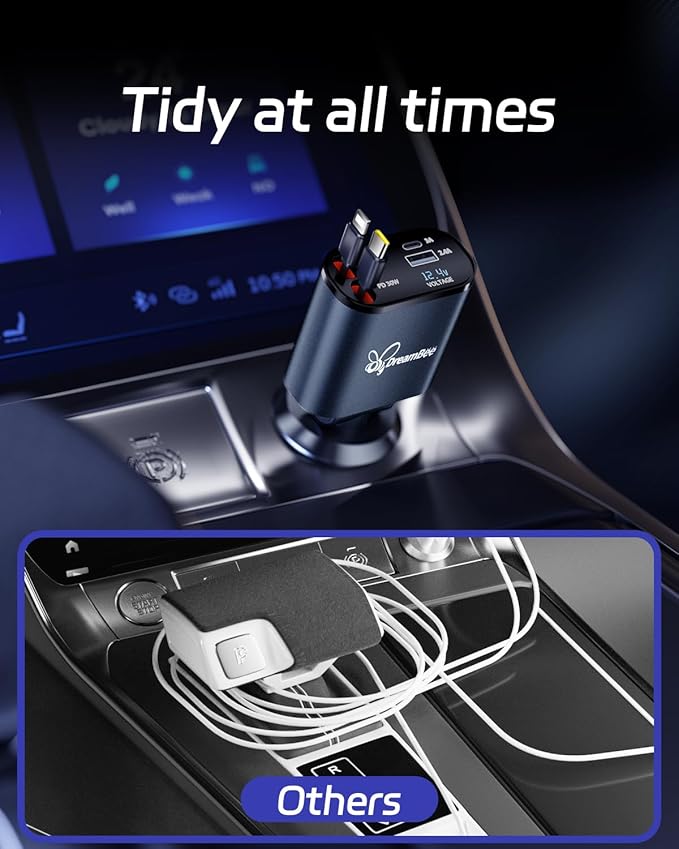 DreamBee Retractable Car Charger, 66W 4 in 1 Super Fast Charge Car Phone Charger - Image 6