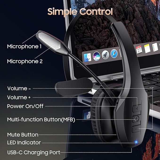 Trucker Bluetooth Headset, Wireless Headset - Image 8