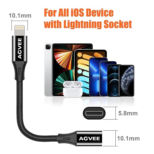 AGVEE 1ft Lightning Extension Cable, Braided Female to Male Extender Full - Image 7