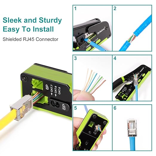 50-Pack Cat 6 Shielded Pass Through RJ45 Connectors + 50Pack RJ45 Strain Relief - Image 7
