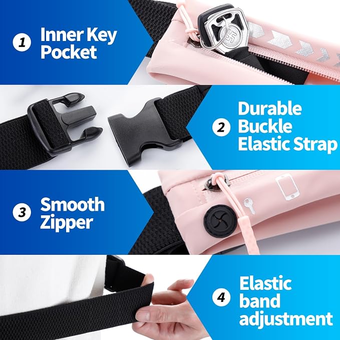 USHAKE Slim Running Belt for Women Men-Runners Phone Holder Fanny Pack - Image 5