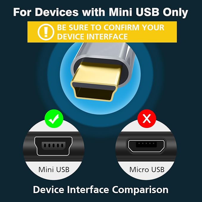AGVEE 2 Pack 1ft Mini USB Cable, Braided Durable USB-A to Mini-B Charger - Image 2