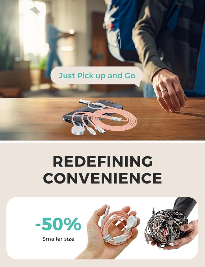 2Pack Pink-Travel Essentials 3 in 2 USB C Cable - Image 6