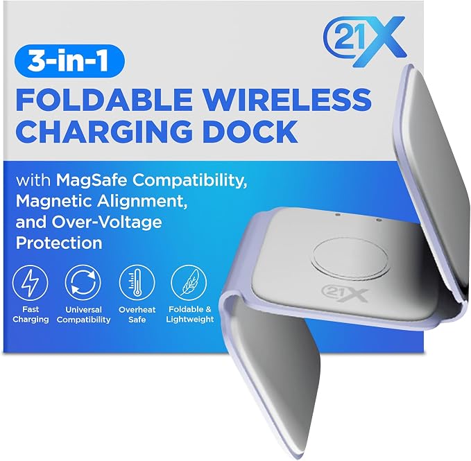 3-in-1 Foldable Magnetic Wireless Fast Charger – Travel Charging Pad Compatible by 21X%7CYourLifeSimplified