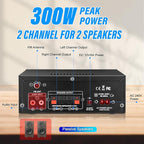 Daakro AK45 Stereo Audio Amplifier, 300W Home 2 Channel Wireless Bluetooth 5.0 - Image 3