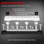 DAIERTEK Bus Bar Terminal Block 4 x 5/16" Terminal Stud, 6 x #8 Screw Terminal - Image 3