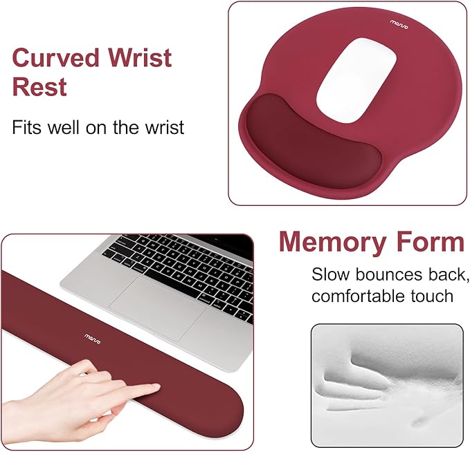 MOSISO Wrist Rest Support for Mouse Pad&Keyboard Set, Circle Curved Ergonomic - Image 5