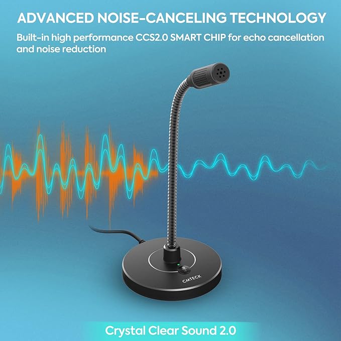 CMTECK USB Computer Microphone G009, Noise-Cancelling Recording Desktop Mic - Image 5