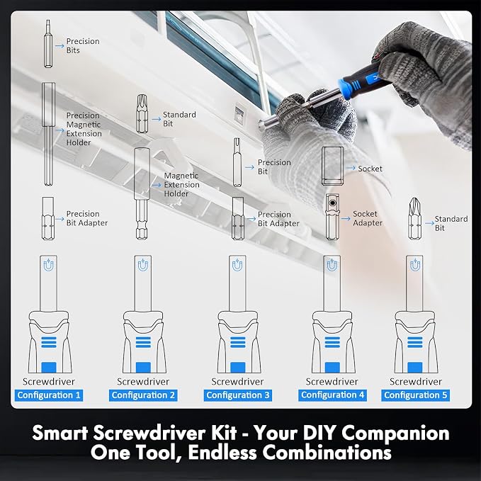 XOOL 78PCS Ratchet Screwdriver Set, Precision Bits, 1/4" Sockets, Magnetic Tools - Image 4