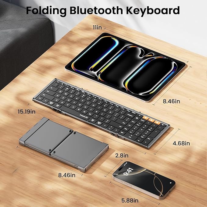 ProtoArc Foldable Bluetooth Keyboard, XK01 Folding Wireless Portable Keyboard - Image 4