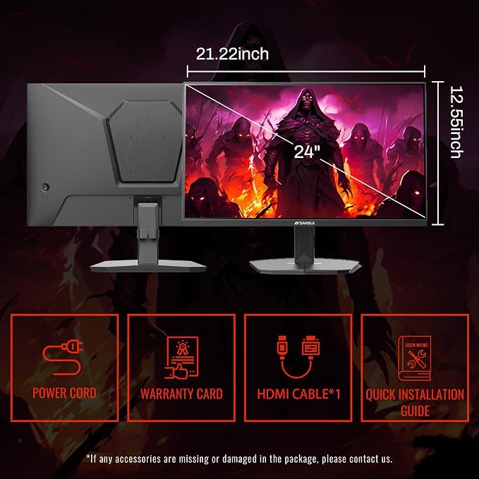 SANSUI 24 Inch Gaming Monitor 180Hz 1Ms FreeSync HDR 110% sRGB FHD 1080P - Image 9