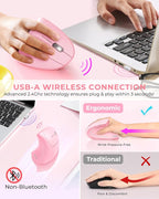 Lekvey Ergonomic Mouse, Vertical Wireless Mouse, Rechargeable 2.4 GHz USB - Image 3