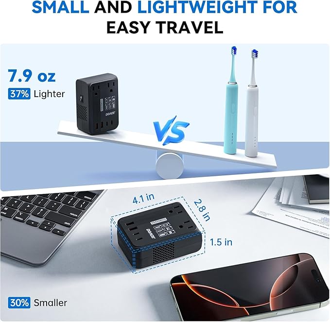 DOACE 350W Travel Voltage Converter US to Europe 220V to 110V Converter - Image 3
