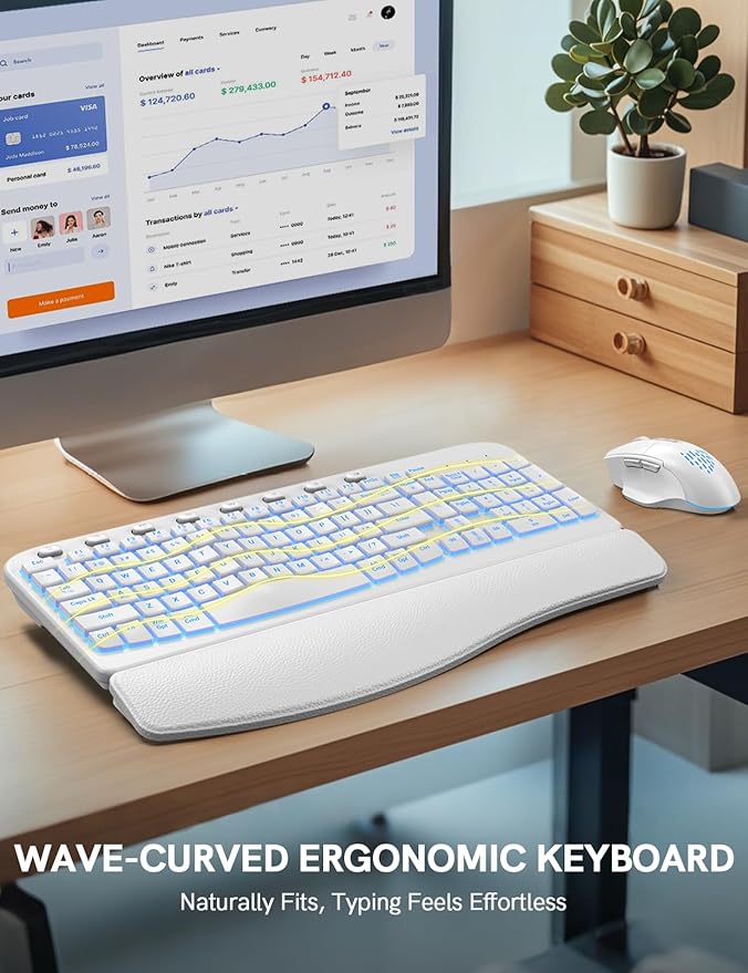 SABLUTE Ergonomic Wireless Keyboard and Mouse Combo - Image 4